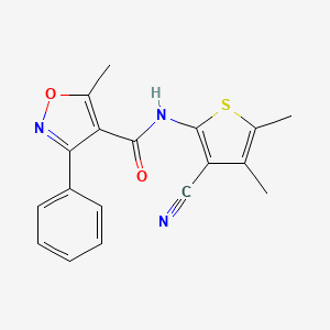 molecular formula C18H15N3O2S B11116758 N-(3-cyano-4,5-dimethylthiophen-2-yl)-5-methyl-3-phenyl-1,2-oxazole-4-carboxamide 