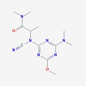 molecular formula C12H19N7O2 B11116789 2-{cyano[4-(dimethylamino)-6-methoxy-1,3,5-triazin-2-yl]amino}-N,N-dimethylpropanamide 