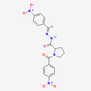 molecular formula C19H17N5O6 B11116835 1-(4-Nitrobenzoyl)-N'~2~-[(E)-1-(4-nitrophenyl)methylidene]-2-pyrrolidinecarbohydrazide 