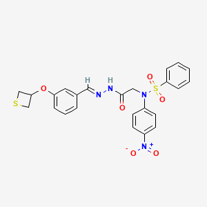 molecular formula C24H22N4O6S2 B11116839 N-(4-Nitrophenyl)-N-({N'-[(E)-[3-(thietan-3-yloxy)phenyl]methylidene]hydrazinecarbonyl}methyl)benzenesulfonamide 