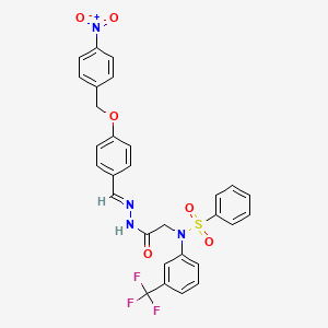 N-({N'-[(E)-{4-[(4-Nitrophenyl)methoxy]phenyl}methylidene]hydrazinecarbonyl}methyl)-N-[3-(trifluoromethyl)phenyl]benzenesulfonamide