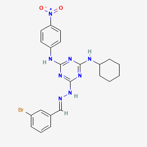 6-[(2E)-2-(3-bromobenzylidene)hydrazinyl]-N-cyclohexyl-N'-(4-nitrophenyl)-1,3,5-triazine-2,4-diamine