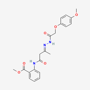 methyl 2-{[(3E)-3-{2-[(4-methoxyphenoxy)acetyl]hydrazinylidene}butanoyl]amino}benzoate