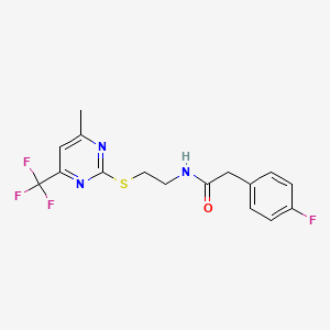 2-(4-fluorophenyl)-N-(2-{[4-methyl-6-(trifluoromethyl)pyrimidin-2-yl]sulfanyl}ethyl)acetamide