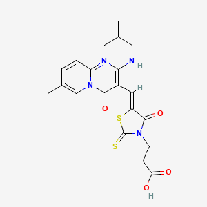 3-[(5Z)-5-({7-methyl-2-[(2-methylpropyl)amino]-4-oxo-4H-pyrido[1,2-a]pyrimidin-3-yl}methylidene)-4-oxo-2-thioxo-1,3-thiazolidin-3-yl]propanoic acid