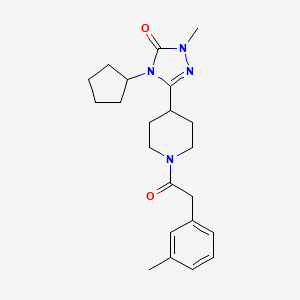 molecular formula C22H30N4O2 B11116945 4-Cyclopentyl-1-methyl-3-{1-[2-(3-methylphenyl)acetyl]piperidin-4-YL}-4,5-dihydro-1H-1,2,4-triazol-5-one 