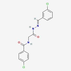 molecular formula C16H13Cl2N3O2 B11117027 4-chloro-N-{2-[(2E)-2-(3-chlorobenzylidene)hydrazino]-2-oxoethyl}benzamide 