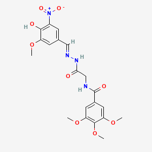 molecular formula C20H22N4O9 B11117035 N-(2-{2-[(E)-1-(4-Hydroxy-3-methoxy-5-nitrophenyl)methylidene]hydrazino}-2-oxoethyl)-3,4,5-trimethoxybenzamide 