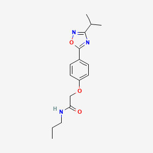 molecular formula C16H21N3O3 B11117057 2-{4-[3-(propan-2-yl)-1,2,4-oxadiazol-5-yl]phenoxy}-N-propylacetamide 