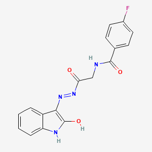 4-Fluoro-N-({N'-[(3Z)-2-oxo-2,3-dihydro-1H-indol-3-ylidene]hydrazinecarbonyl}methyl)benzamide