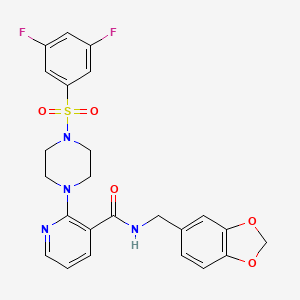 N-(Benzo[d][1,3]dioxol-5-ylmethyl)-2-(4-((3,5-difluorophenyl)sulfonyl)piperazin-1-yl)nicotinamide