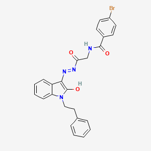 molecular formula C25H21BrN4O3 B11117115 4-Bromo-N-({N'-[(3E)-2-oxo-1-(2-phenylethyl)-2,3-dihydro-1H-indol-3-ylidene]hydrazinecarbonyl}methyl)benzamide 