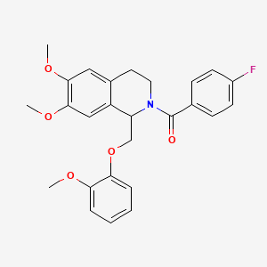 molecular formula C26H26FNO5 B11117188 (6,7-dimethoxy-1-((2-methoxyphenoxy)methyl)-3,4-dihydroisoquinolin-2(1H)-yl)(4-fluorophenyl)methanone 