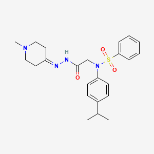 molecular formula C23H30N4O3S B11117192 N-{2-[2-(1-methylpiperidin-4-ylidene)hydrazinyl]-2-oxoethyl}-N-[4-(propan-2-yl)phenyl]benzenesulfonamide (non-preferred name) 