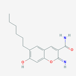 6-hexyl-7-hydroxy-2-imino-2H-chromene-3-carboxamide