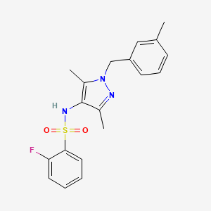 molecular formula C19H20FN3O2S B11117246 N-[3,5-dimethyl-1-(3-methylbenzyl)-1H-pyrazol-4-yl]-2-fluorobenzenesulfonamide 