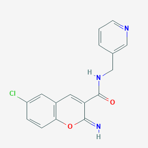 6-chloro-2-imino-N-(pyridin-3-ylmethyl)-2H-chromene-3-carboxamide