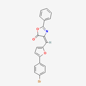 molecular formula C20H12BrNO3 B11117269 (4E)-4-{[5-(4-bromophenyl)furan-2-yl]methylidene}-2-phenyl-1,3-oxazol-5(4H)-one 