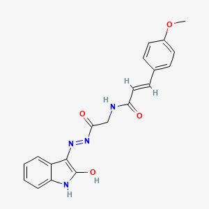 molecular formula C20H18N4O4 B11117280 (2E)-3-(4-Methoxyphenyl)-N-({N'-[(3Z)-2-oxo-2,3-dihydro-1H-indol-3-ylidene]hydrazinecarbonyl}methyl)prop-2-enamide 