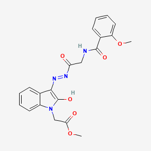 molecular formula C21H20N4O6 B11117302 methyl {(3Z)-3-[2-({[(2-methoxyphenyl)carbonyl]amino}acetyl)hydrazinylidene]-2-oxo-2,3-dihydro-1H-indol-1-yl}acetate 