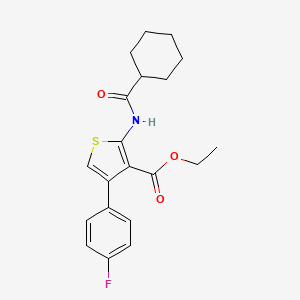 molecular formula C20H22FNO3S B11117374 Ethyl 2-[(cyclohexylcarbonyl)amino]-4-(4-fluorophenyl)thiophene-3-carboxylate 