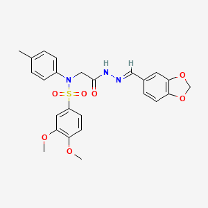 molecular formula C25H25N3O7S B11117388 N-({N'-[(E)-(2H-1,3-Benzodioxol-5-YL)methylidene]hydrazinecarbonyl}methyl)-3,4-dimethoxy-N-(4-methylphenyl)benzene-1-sulfonamide 