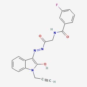 3-Fluoro-N-({N'-[(3Z)-2-oxo-1-(prop-2-YN-1-YL)-2,3-dihydro-1H-indol-3-ylidene]hydrazinecarbonyl}methyl)benzamide