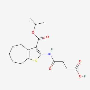 molecular formula C17H23NO5S B11117431 4-oxo-4-({3-[(propan-2-yloxy)carbonyl]-5,6,7,8-tetrahydro-4H-cyclohepta[b]thiophen-2-yl}amino)butanoic acid 