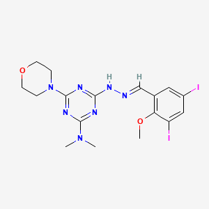 molecular formula C17H21I2N7O2 B11117457 4-[(2E)-2-(3,5-diiodo-2-methoxybenzylidene)hydrazinyl]-N,N-dimethyl-6-(morpholin-4-yl)-1,3,5-triazin-2-amine 