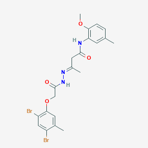 molecular formula C21H23Br2N3O4 B11117502 (3E)-3-{2-[(2,4-dibromo-5-methylphenoxy)acetyl]hydrazinylidene}-N-(2-methoxy-5-methylphenyl)butanamide 