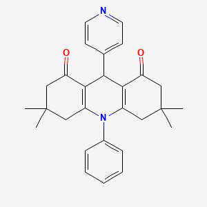 molecular formula C28H30N2O2 B11117512 3,3,6,6-tetramethyl-10-phenyl-9-(pyridin-4-yl)-3,4,6,7,9,10-hexahydroacridine-1,8(2H,5H)-dione 