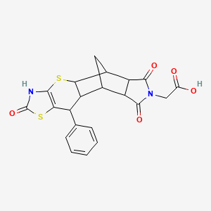 2-(6,13,15-trioxo-9-phenyl-3,7-dithia-5,14-diazapentacyclo[9.5.1.02,10.04,8.012,16]heptadec-4(8)-en-14-yl)acetic acid