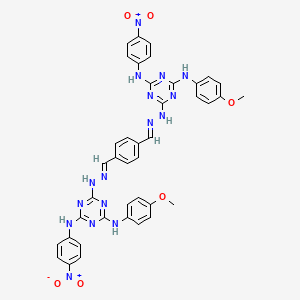 molecular formula C40H34N16O6 B11117529 Terephthalaldehyde 1,4-bis[4-(4-methoxyanilino)-6-(4-nitroanilino)-1,3,5-triazin-2-YL]dihydrazone 