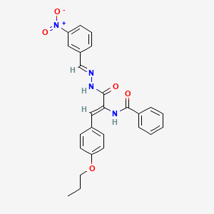 N-[(1Z)-3-[(2E)-2-(3-nitrobenzylidene)hydrazinyl]-3-oxo-1-(4-propoxyphenyl)prop-1-en-2-yl]benzamide