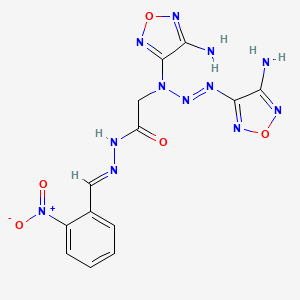 2-[(2E)-1,3-Bis(4-amino-1,2,5-oxadiazol-3-YL)-2-triazen-1-YL]-N'-[(E)-(2-nitrophenyl)methylene]acetohydrazide