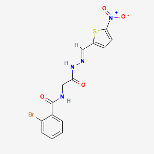 molecular formula C14H11BrN4O4S B11117554 2-bromo-N-(2-{(2E)-2-[(5-nitrothiophen-2-yl)methylidene]hydrazinyl}-2-oxoethyl)benzamide (non-preferred name) 