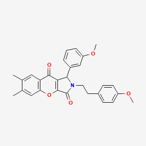 molecular formula C29H27NO5 B11117695 1-(3-Methoxyphenyl)-2-[2-(4-methoxyphenyl)ethyl]-6,7-dimethyl-1,2-dihydrochromeno[2,3-c]pyrrole-3,9-dione 