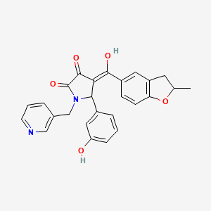 molecular formula C26H22N2O5 B11117710 3-hydroxy-5-(3-hydroxyphenyl)-4-[(2-methyl-2,3-dihydro-1-benzofuran-5-yl)carbonyl]-1-(pyridin-3-ylmethyl)-1,5-dihydro-2H-pyrrol-2-one 