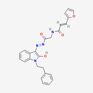 (2E)-3-(Furan-2-YL)-N-({N'-[(3E)-2-oxo-1-(2-phenylethyl)-2,3-dihydro-1H-indol-3-ylidene]hydrazinecarbonyl}methyl)prop-2-enamide