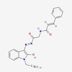 (2E)-N-({N'-[(3E)-2-Oxo-1-(prop-2-YN-1-YL)-2,3-dihydro-1H-indol-3-ylidene]hydrazinecarbonyl}methyl)-3-phenylprop-2-enamide