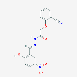 molecular formula C16H12N4O5 B11117789 2-(2-cyanophenoxy)-N'-[(E)-(2-hydroxy-5-nitrophenyl)methylidene]acetohydrazide 