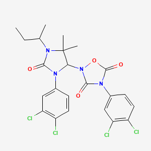 molecular formula C23H22Cl4N4O4 B11117797 2-[1-(Butan-2-yl)-3-(3,4-dichlorophenyl)-5,5-dimethyl-2-oxoimidazolidin-4-yl]-4-(3,4-dichlorophenyl)-1,2,4-oxadiazolidine-3,5-dione 