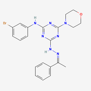 N-(3-bromophenyl)-4-(morpholin-4-yl)-6-[(2Z)-2-(1-phenylethylidene)hydrazinyl]-1,3,5-triazin-2-amine