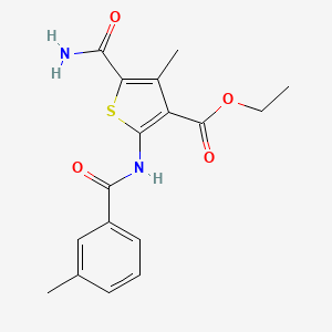 molecular formula C17H18N2O4S B11117975 Ethyl 5-carbamoyl-4-methyl-2-{[(3-methylphenyl)carbonyl]amino}thiophene-3-carboxylate 