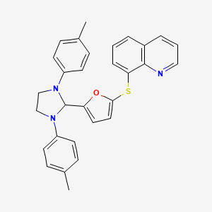 molecular formula C30H27N3OS B11117994 8-({5-[1,3-Bis(4-methylphenyl)imidazolidin-2-yl]furan-2-yl}sulfanyl)quinoline 