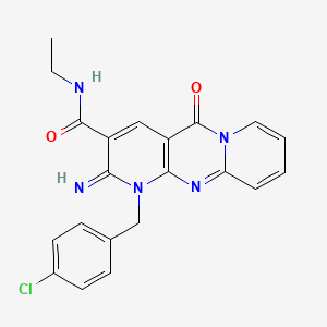 7-[(4-chlorophenyl)methyl]-N-ethyl-6-imino-2-oxo-1,7,9-triazatricyclo[8.4.0.03,8]tetradeca-3(8),4,9,11,13-pentaene-5-carboxamide