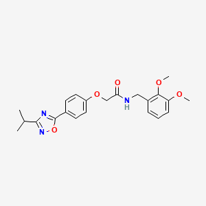 molecular formula C22H25N3O5 B11118030 N-(2,3-dimethoxybenzyl)-2-{4-[3-(propan-2-yl)-1,2,4-oxadiazol-5-yl]phenoxy}acetamide 