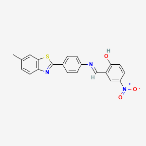 molecular formula C21H15N3O3S B11118038 2-[(E)-{[4-(6-methyl-1,3-benzothiazol-2-yl)phenyl]imino}methyl]-4-nitrophenol 