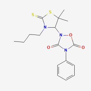 molecular formula C17H21N3O3S2 B11118059 2-(3-Butyl-5,5-dimethyl-2-thioxo-1,3-thiazolidin-4-yl)-4-phenyl-1,2,4-oxadiazolidine-3,5-dione 