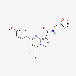 molecular formula C20H15F3N4O3 B11118122 N-(furan-2-ylmethyl)-5-(4-methoxyphenyl)-7-(trifluoromethyl)pyrazolo[1,5-a]pyrimidine-3-carboxamide 